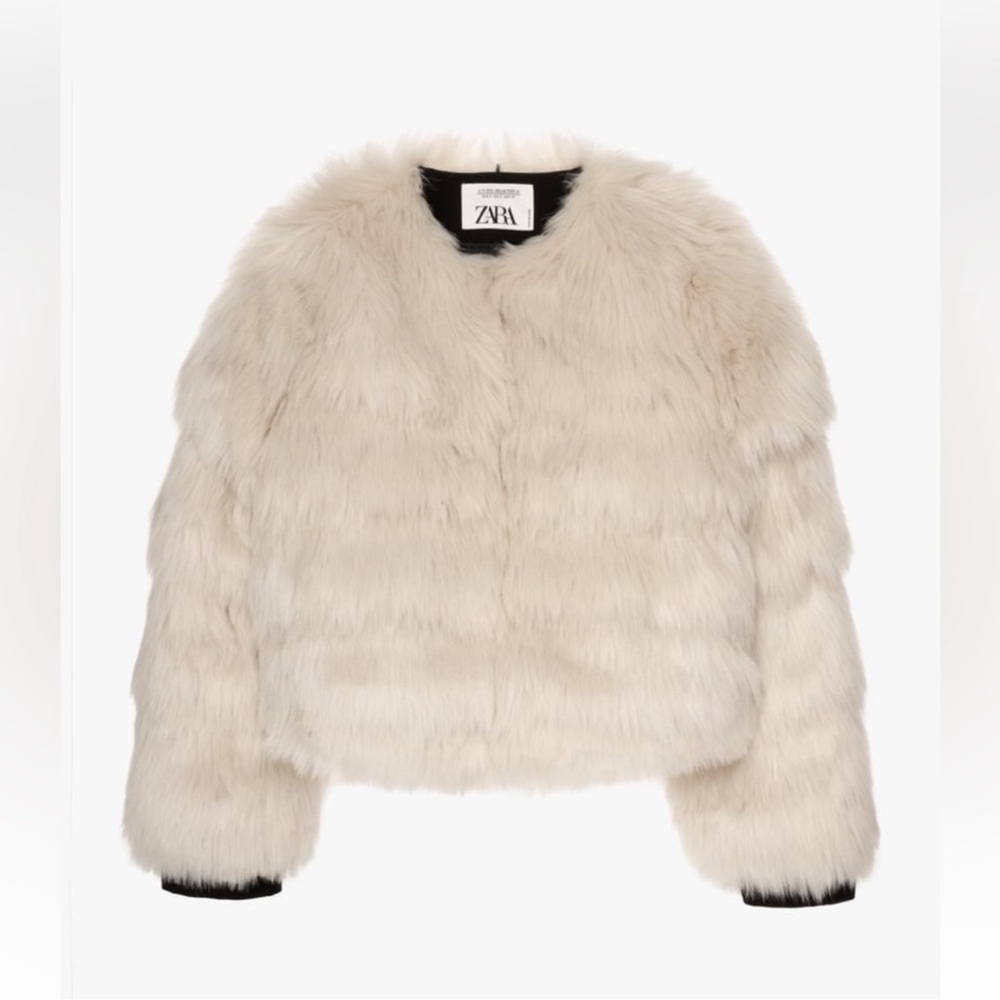 Zara Off-White/Cream Teddy Faux Fur Jacket - Picture 12 of 15
